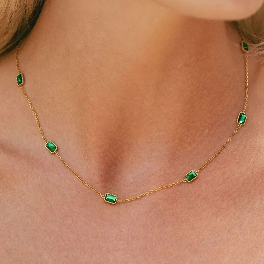 diamond green necklace A709
